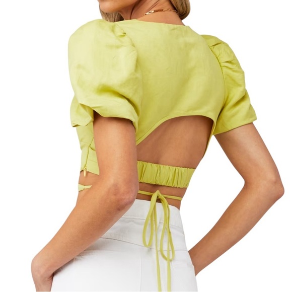 Astr The Label Citrus Nuria Linen Blend Crop Top Size Small - Picture 2 of 7